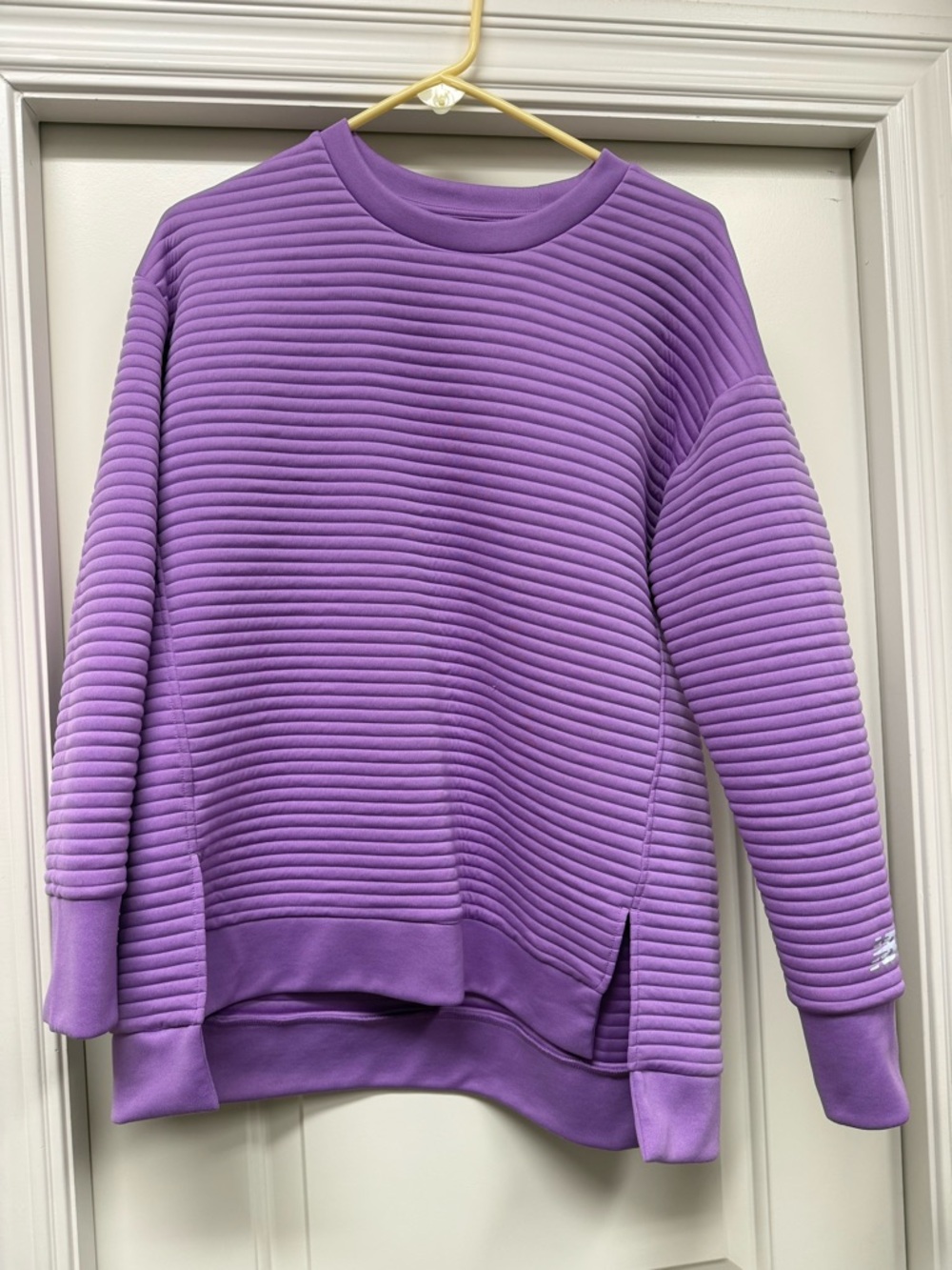 New Balance Purple Ribbed Crewneck Top